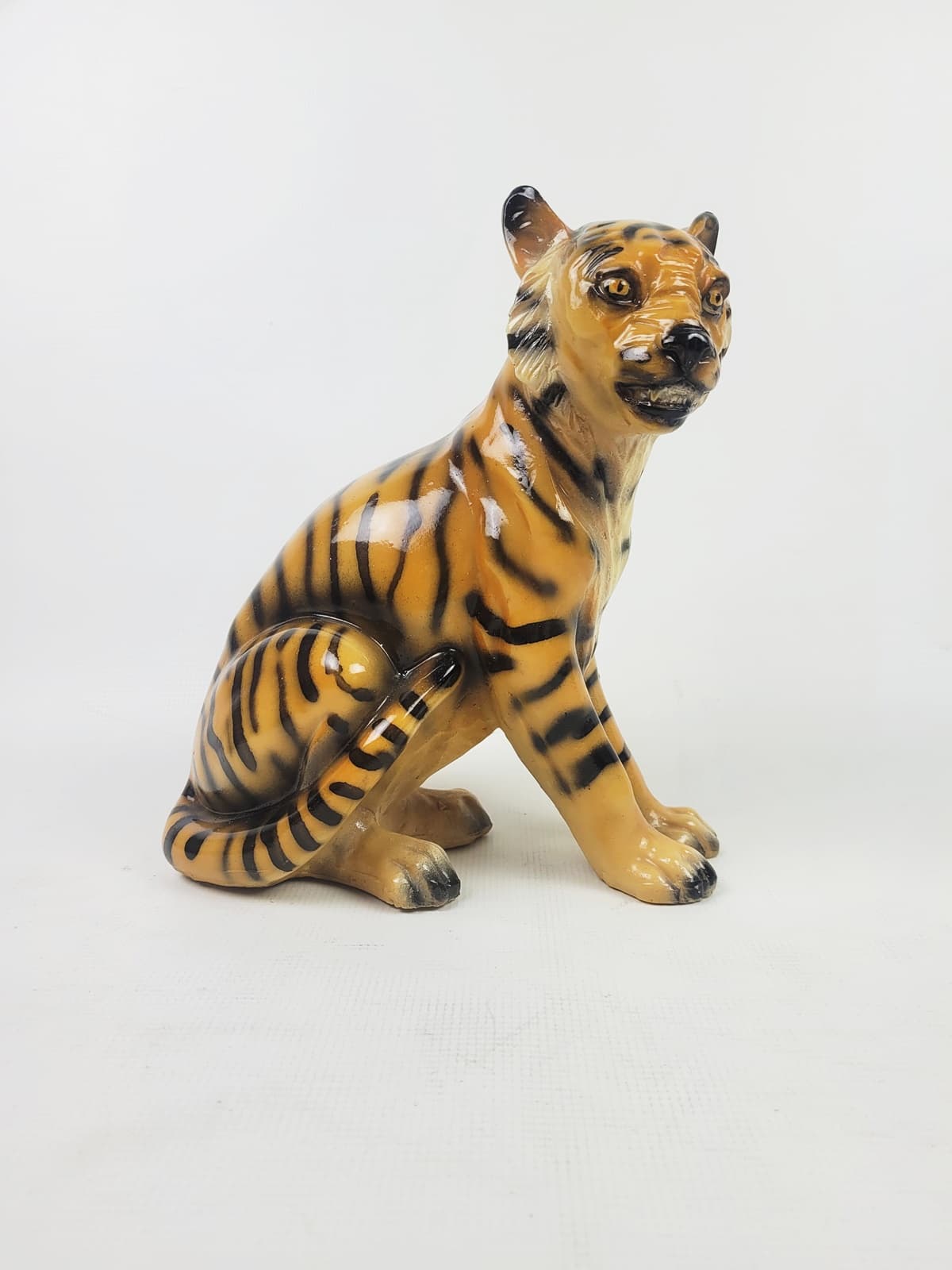 Figurka Tygrys, pomarańczowy, ceramika, lata 70. - 228629