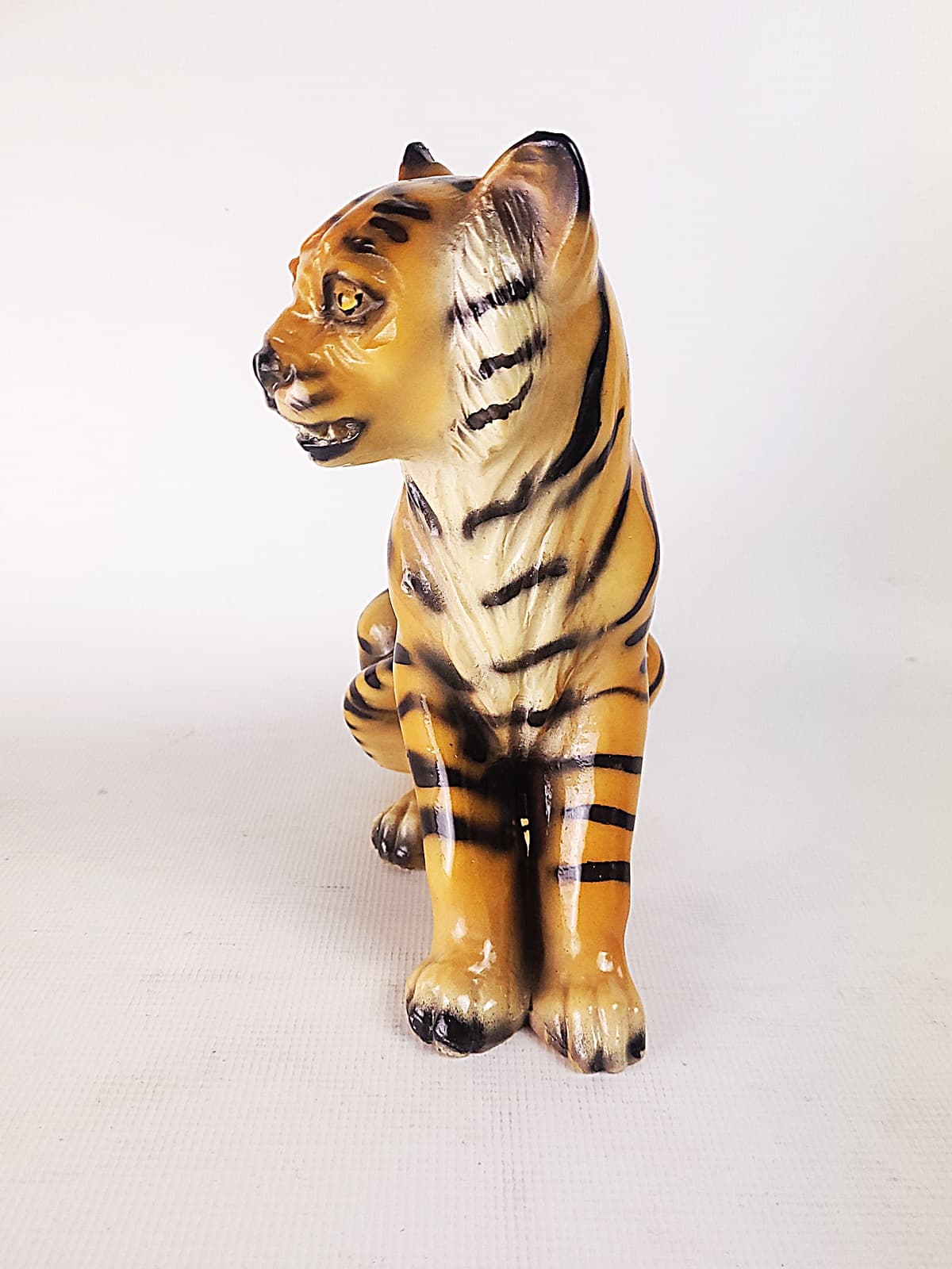 Figurka Tygrys, pomarańczowy, ceramika, lata 70. - 228634