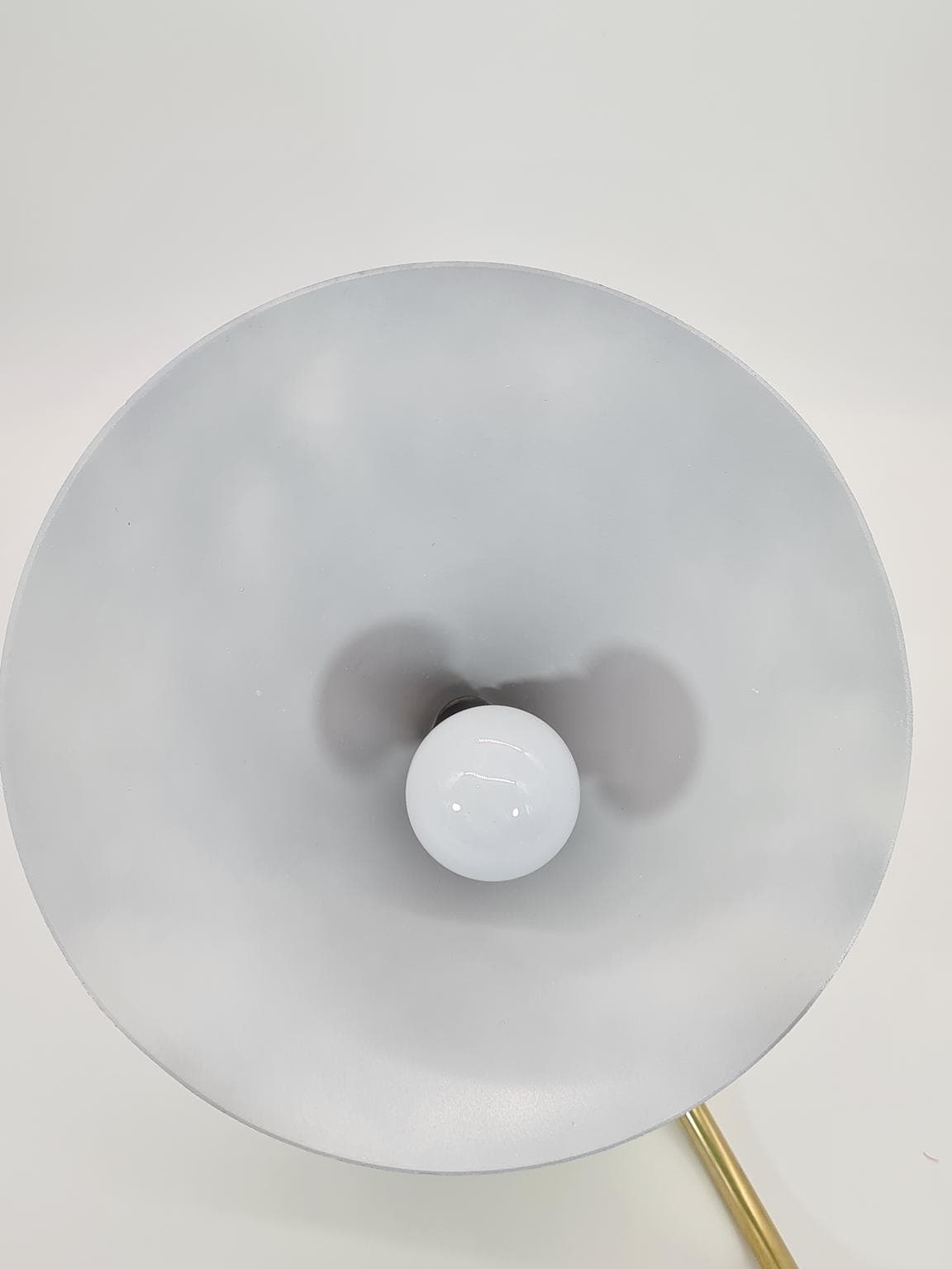 Lampka biurkowa Golf, aluminium miętowy, mosiądz złoty, żeliwo czarne, proj. L. Kalff, Philips, Holandia, lata 50. - 228687