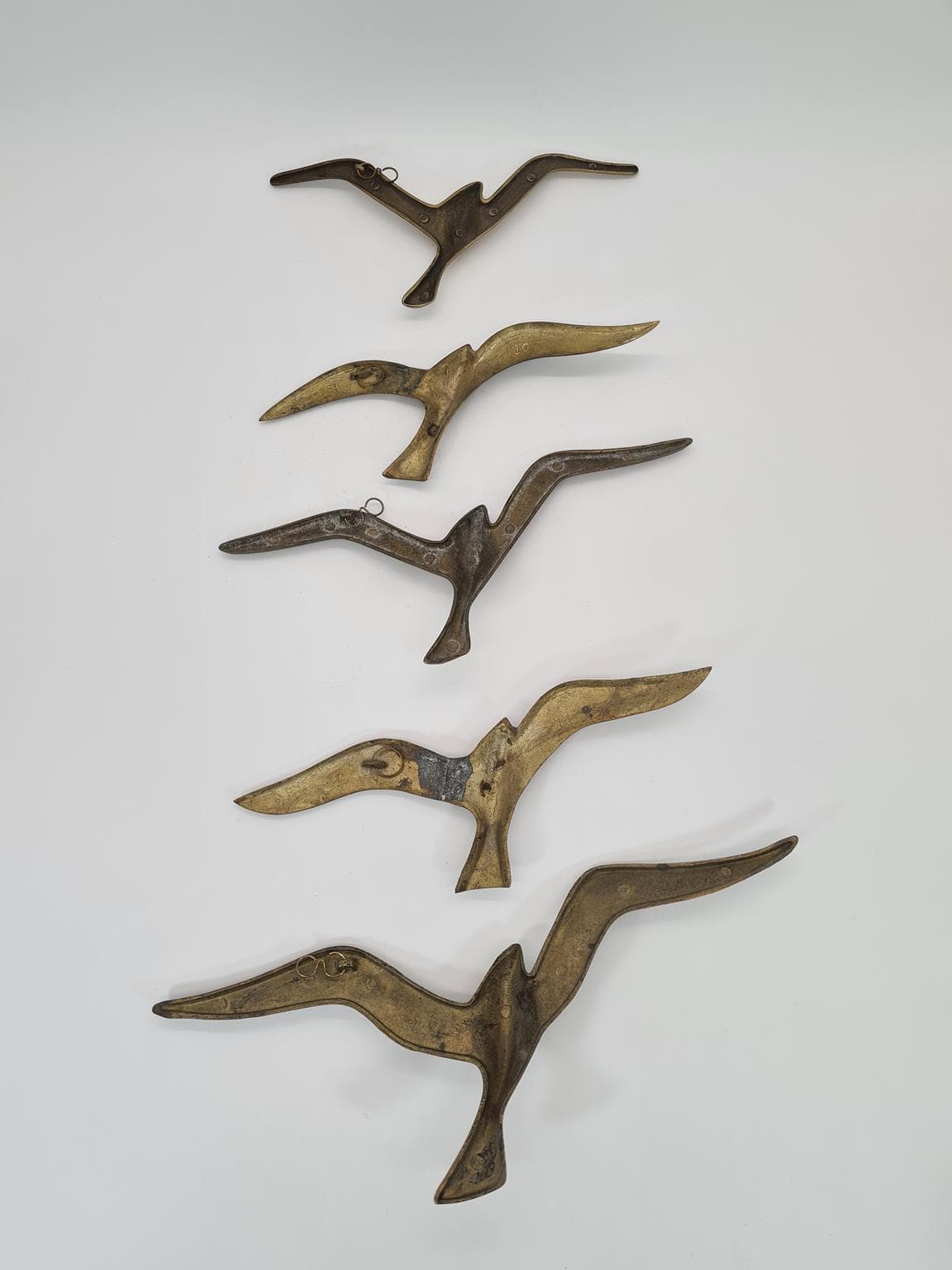 Set of Five Wall Decorations, gold brass, Norway, 1970s - 228796