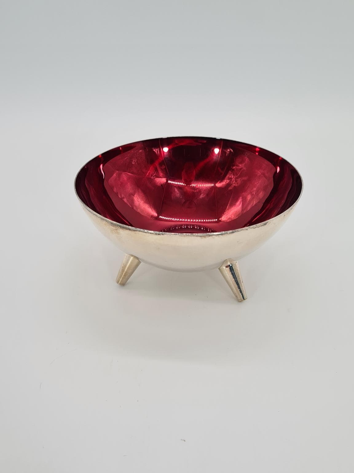 Decorative bowl, ruby glass, silver-plated metal, Salvi-Plet, Sweden, 1960s. - 228863