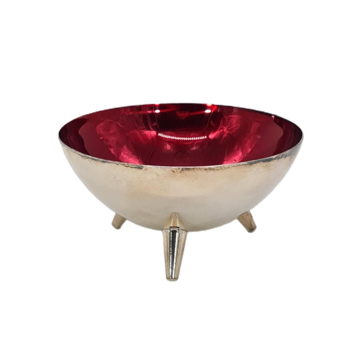 Decorative bowl, ruby glass, silver-plated metal, Salvi-Plet, Sweden, 1960s.