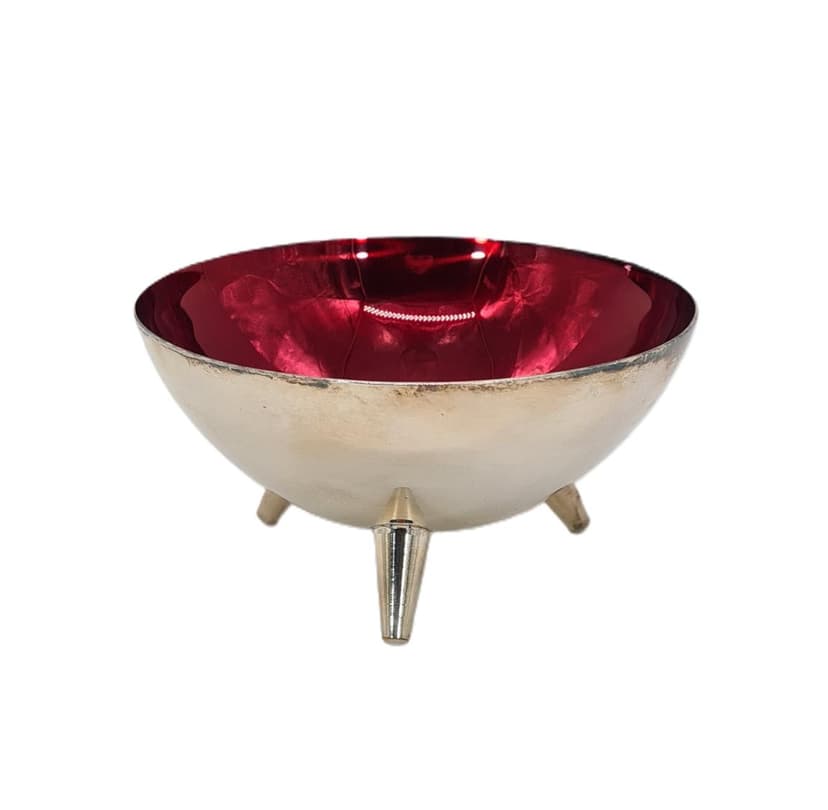 Misa dekoracyjna, rubinowe szkło, posrebrzany metal, Salvi-Plet, Szwecja, lata 60.