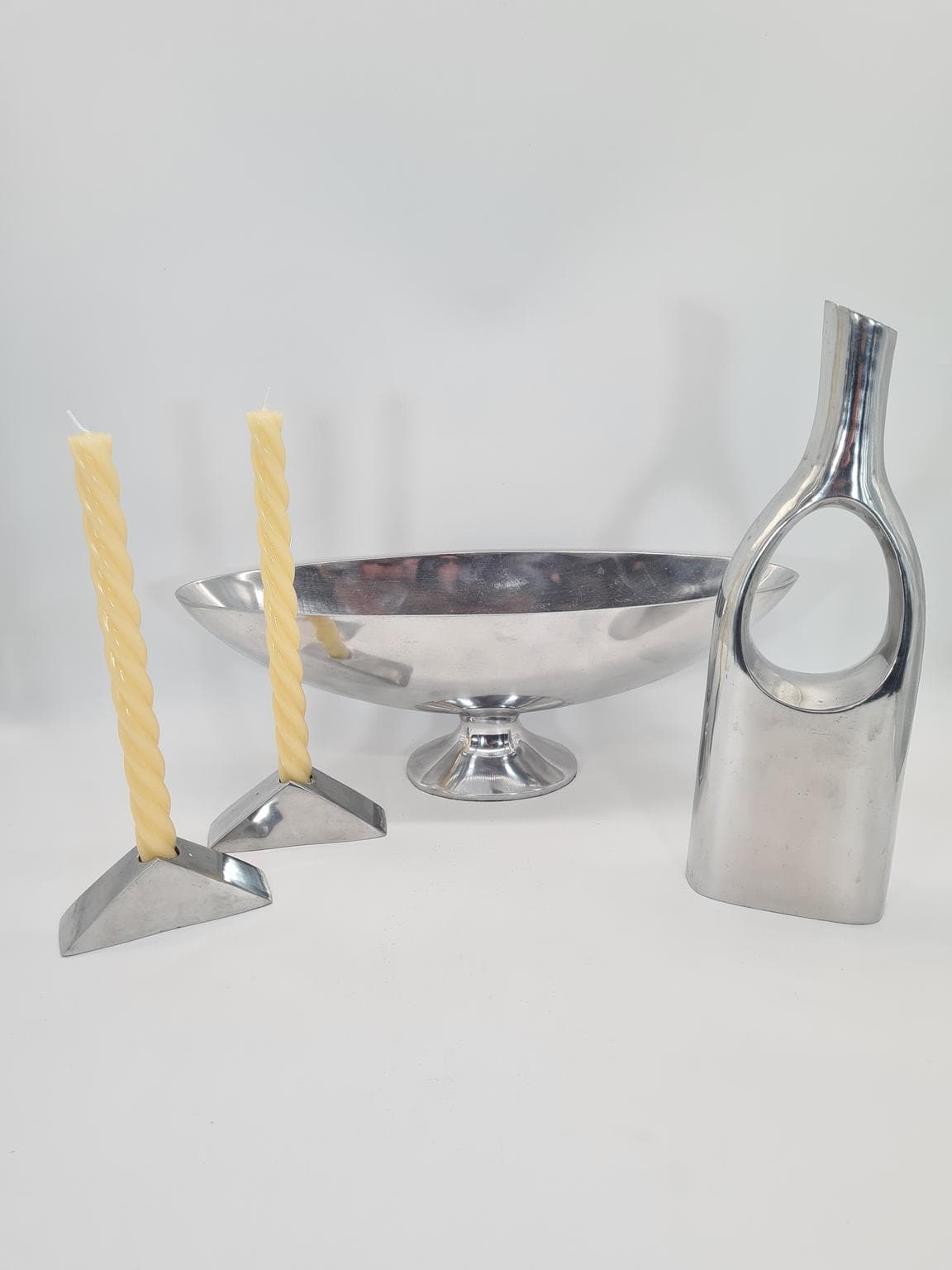 Zestaw dekoracyjny, srebrny, aluminium polerowane, lata 90. - 228866