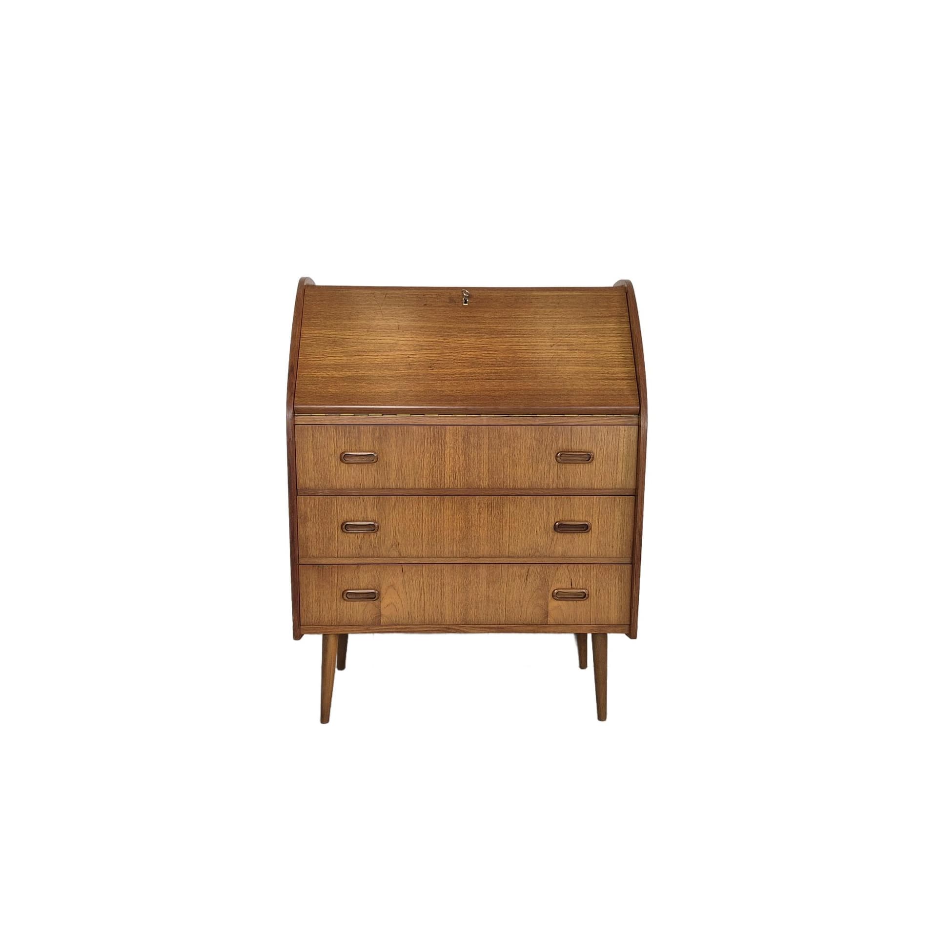 Sekretarzyk, teak brązowy, Norwegia, lata 60. - 228923