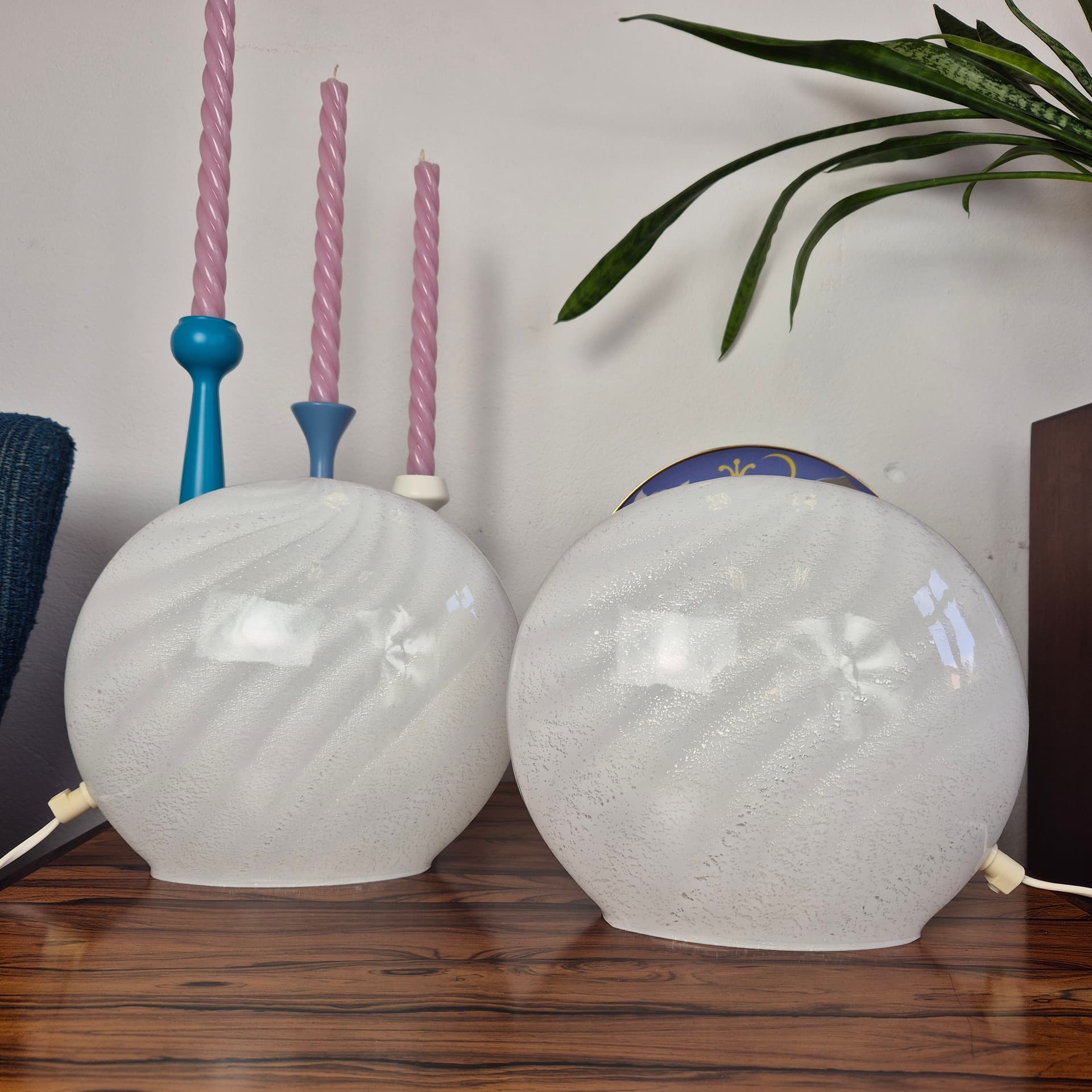 Lampa stołowa Murano, biały, szkło, Włochy, lata 70. - 228942