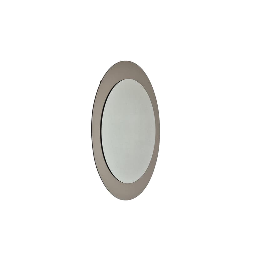 Wall mirror, grey glass, by A. Lupi, Luxor Cristal, Italy, 1980s.