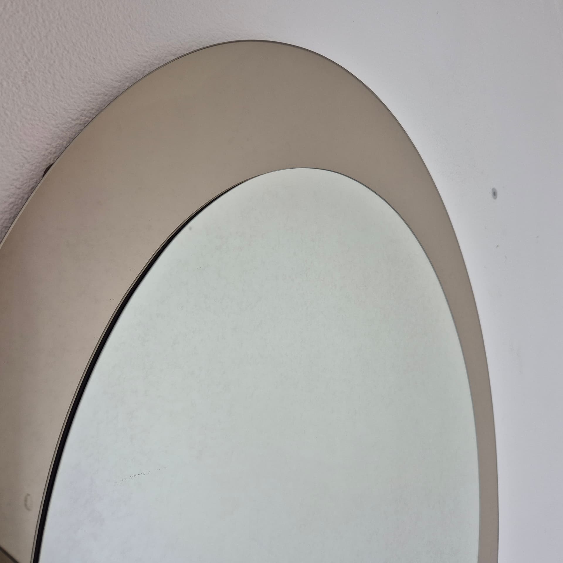 Wall mirror, grey glass, by A. Lupi, Luxor Cristal, Italy, 1980s. - 229001