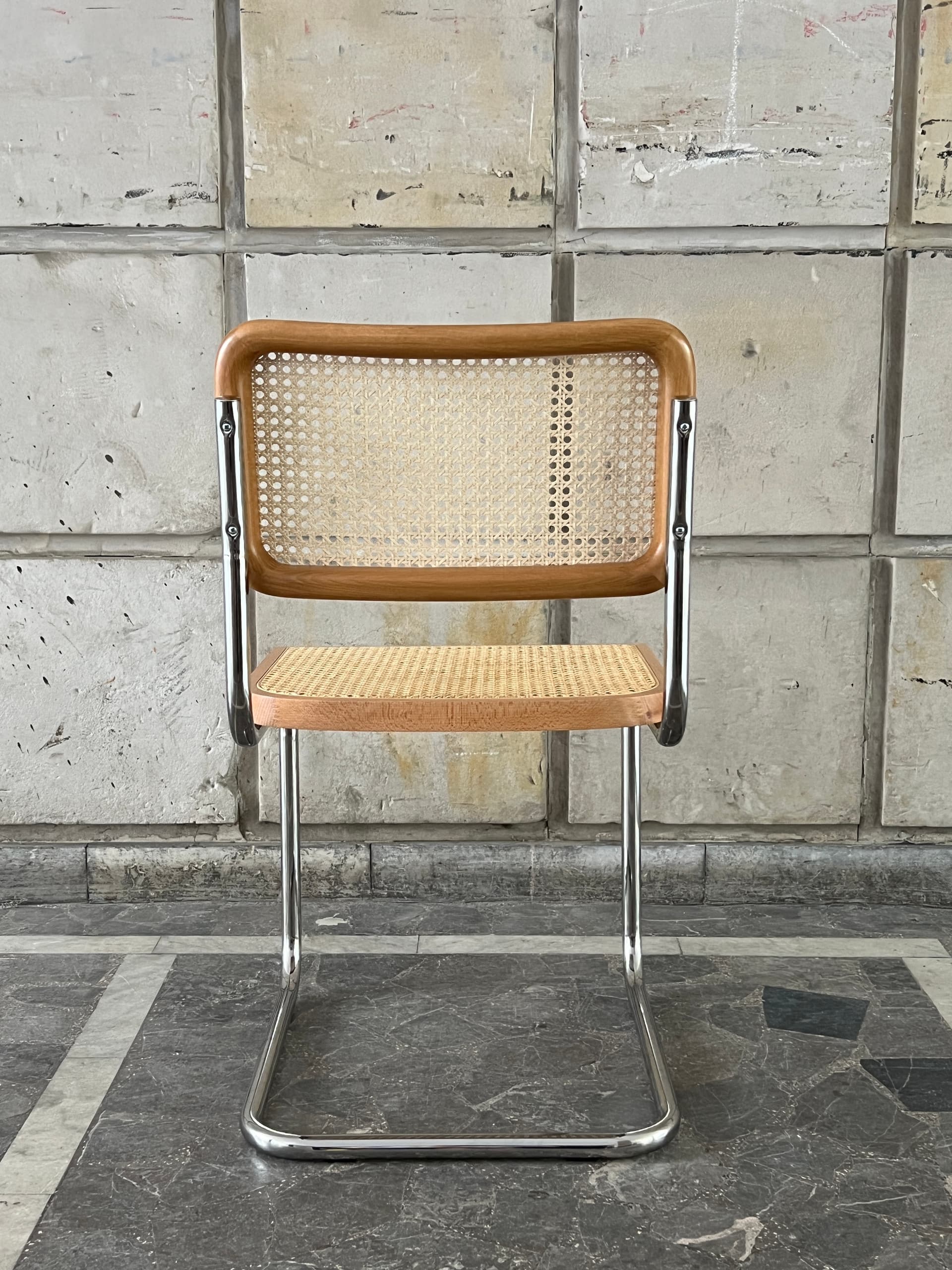 Zestaw 6 krzeseł z giętej stali wg proj. M.Breuer, Bauhaus, miodowe - 229037