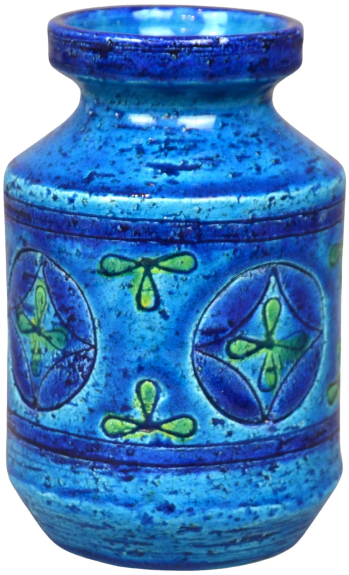 Wazon Blue Rimini, ceramika niebieska, proj. A. Londi, Bitossi, Włochy, lata 60.