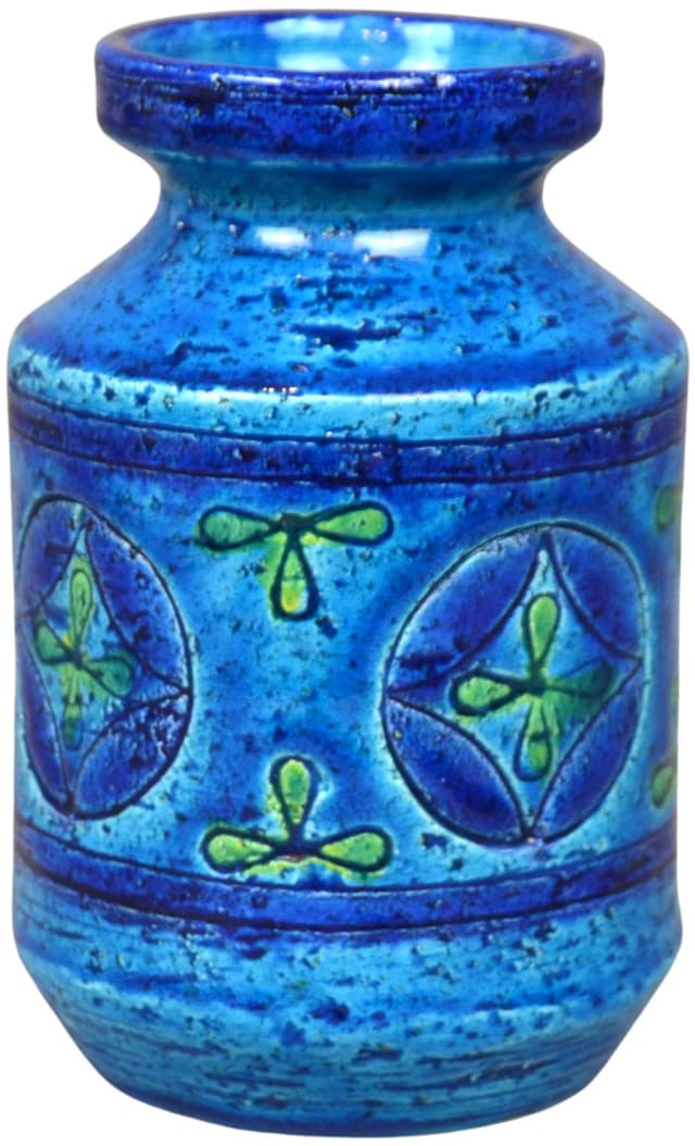 Wazon Blue Rimini, ceramika niebieska, proj. A. Londi, Bitossi, Włochy, lata 60. - WYMIARY
