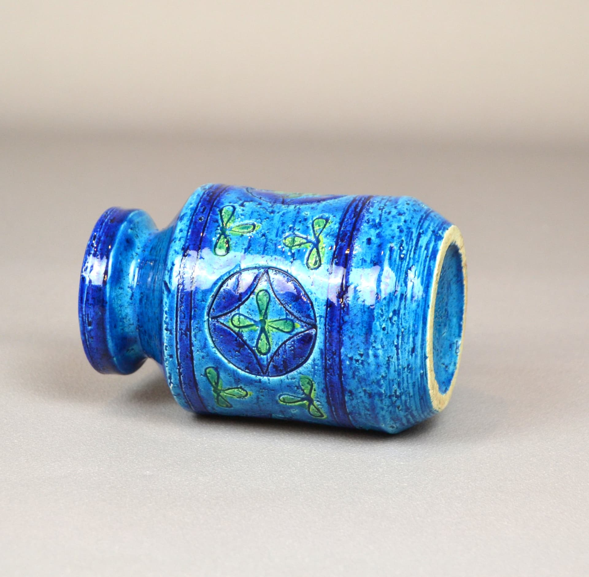 Wazon Blue Rimini, ceramika niebieska, proj. A. Londi, Bitossi, Włochy, lata 60. - 71