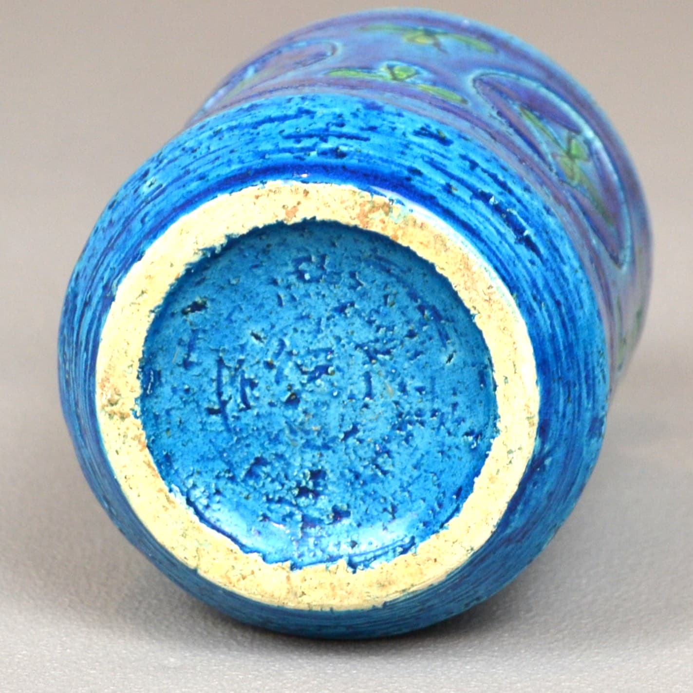 Wazon Blue Rimini, ceramika niebieska, proj. A. Londi, Bitossi, Włochy, lata 60. - 68