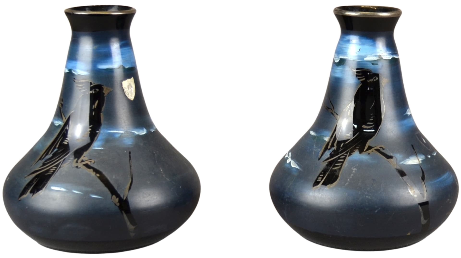 Wazon art déco, niebieski, szkło, Szwecja, początek XX w.