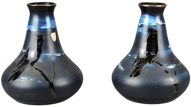 Wazon art déco, niebieski, szkło, Szwecja, początek XX w. - WYMIARY