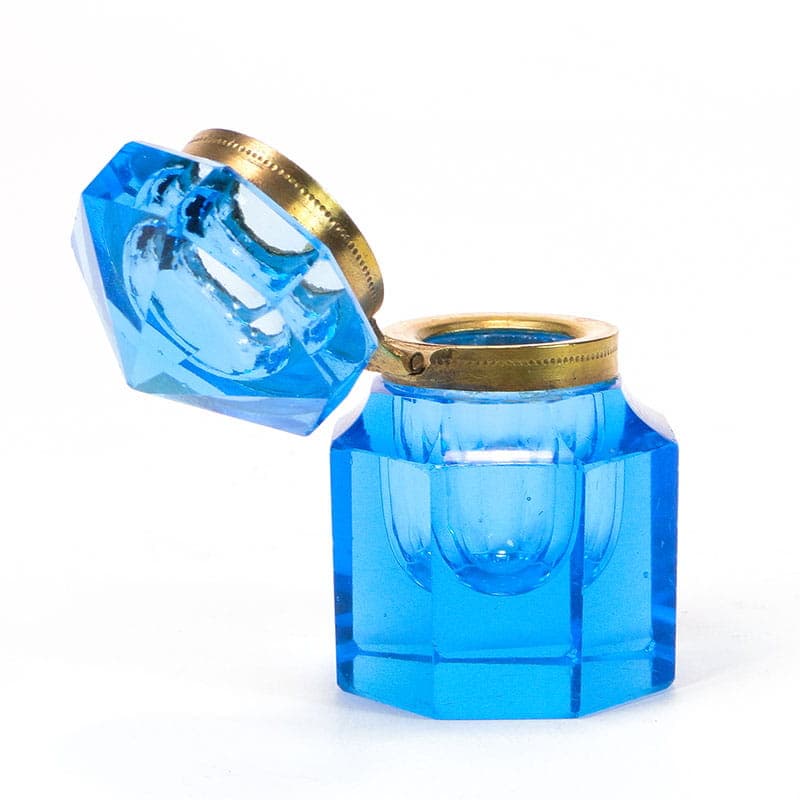 Inkwell Biedermeier, blue crystal, Austria, 19th c. - 229125