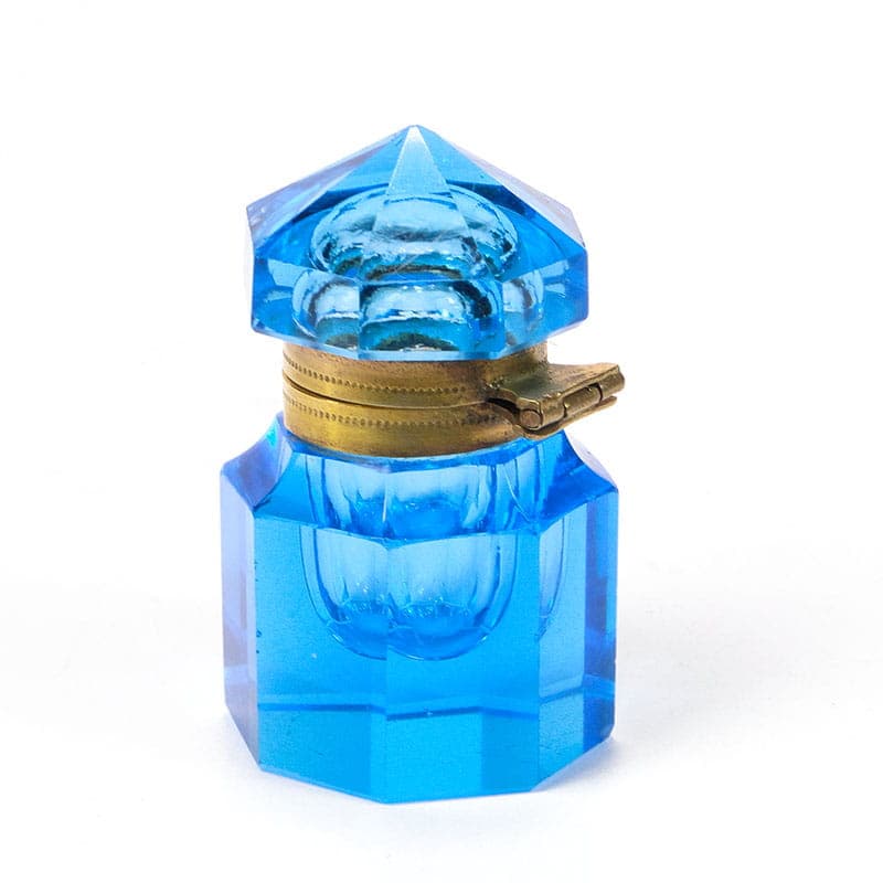 Inkwell Biedermeier, blue crystal, Austria, 19th c. - 229123