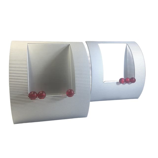 Para kinkietów, srebrny, aluminium, proj. J. Medebach, Belux, Szwajcaria, lata 90. - WYMIARY