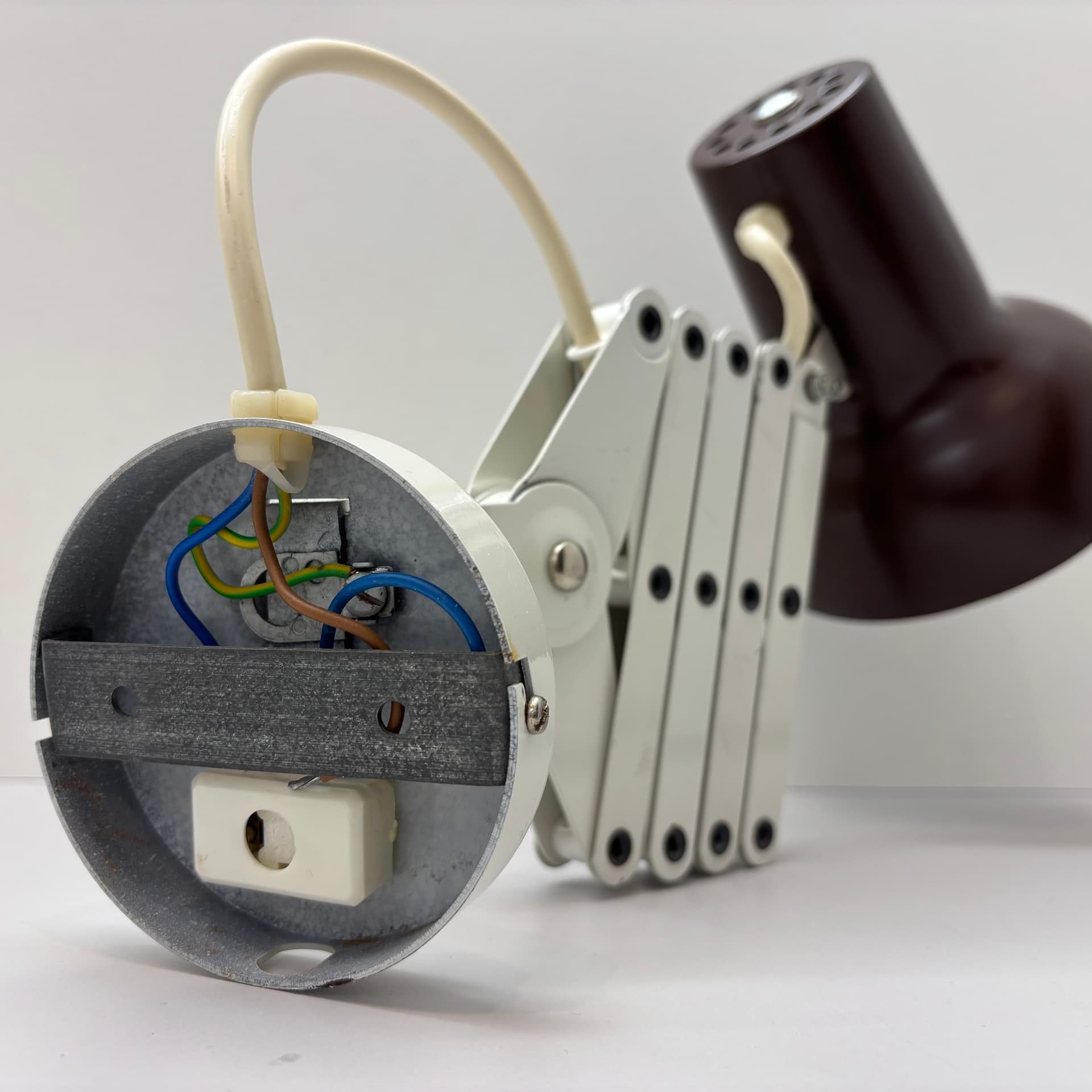 Kinkiet nożycowy, brązowy, aluminium, stal, Niemcy, lata 80. - 229219