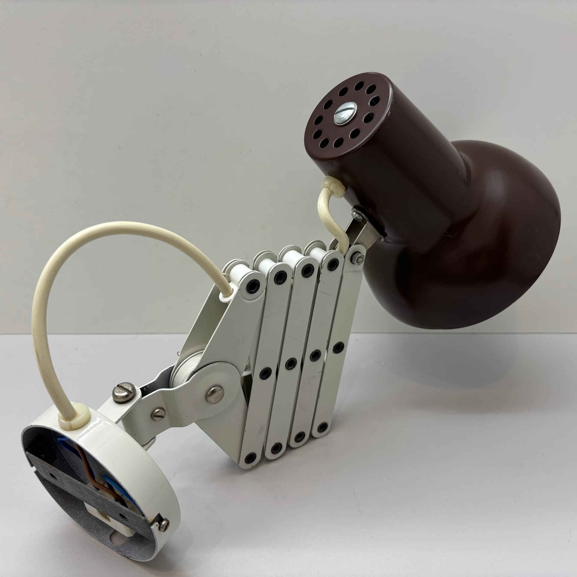 Kinkiet nożycowy, brązowy, aluminium, stal, Niemcy, lata 80. - 229216