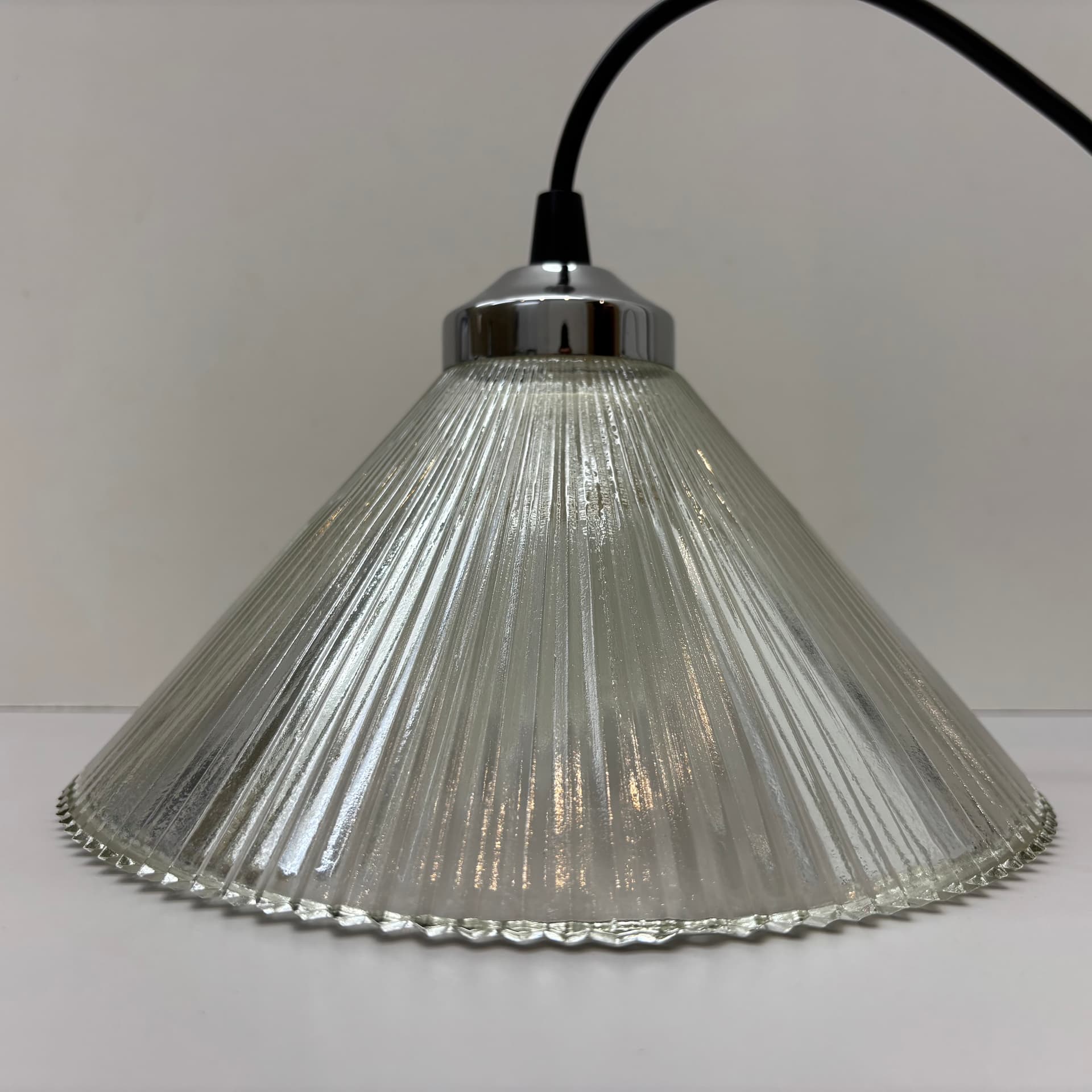Para lamp wiszących, szkło transparentne, stal chromowana, Niemcy, lata 80. - 229253