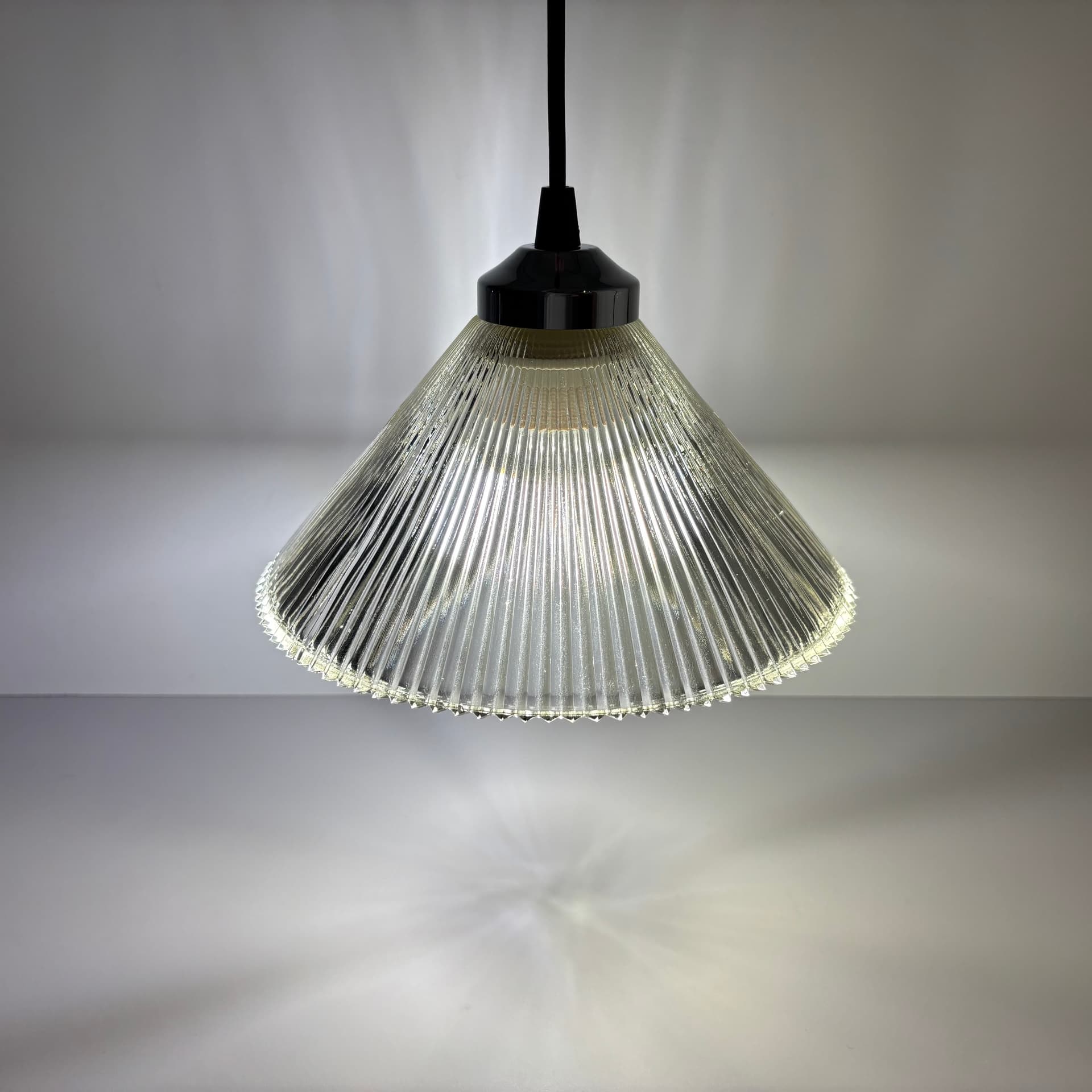Para lamp wiszących, szkło transparentne, stal chromowana, Niemcy, lata 80. - 229240