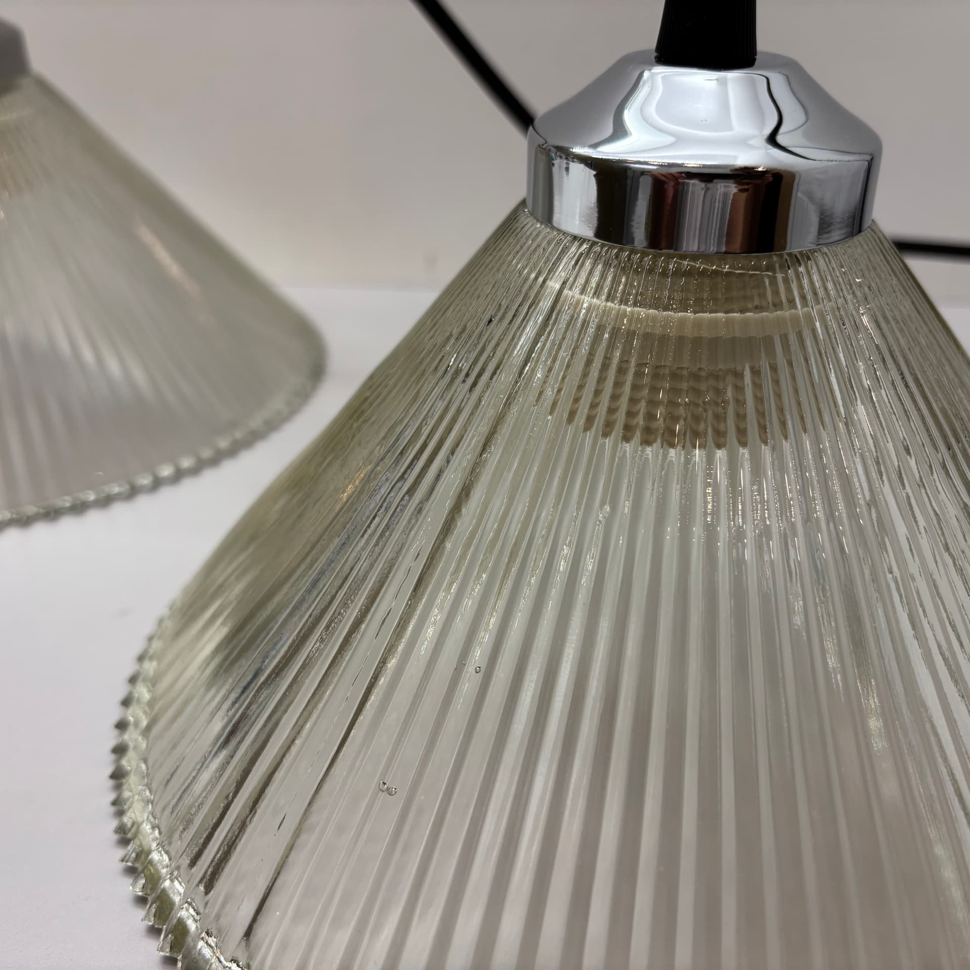 Para lamp wiszących, szkło transparentne, stal chromowana, Niemcy, lata 80. - 229246