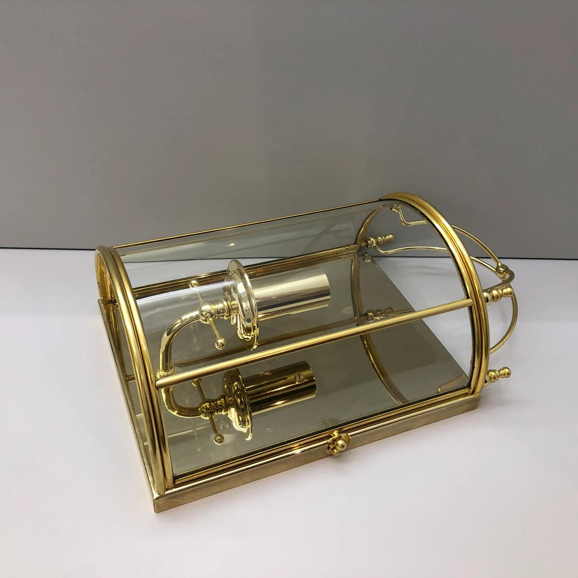 Kinkiet Art déco, złoty, mosiądz szkło, IL Fanale, Włochy, lata 90. - 16838