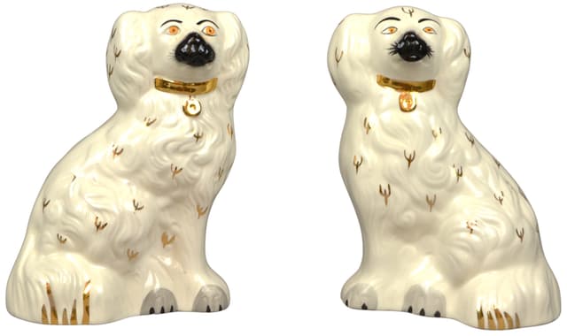 Para figurek King Charles Spaniel, ivory white, porcelana, Beswick, lata 60. - WYMIARY