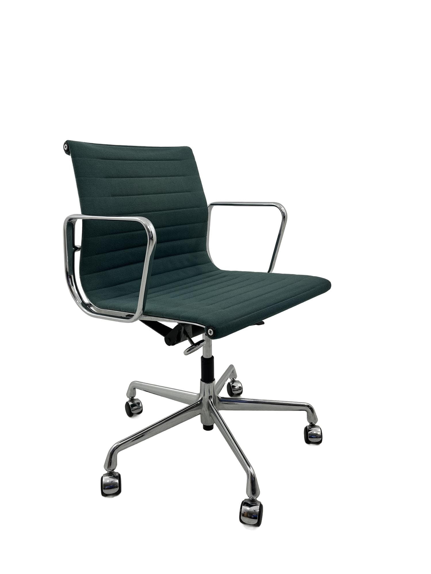Office chair EA 117, green hopsak, chrome, by C. Eames, Vitra, Germany, 1990s.