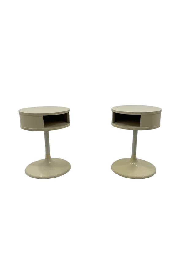 Para stolików Tulipan Space Age, beżowy, plastik, Lusch Erzeugnis, Niemcy, lata 70. - WYMIARY