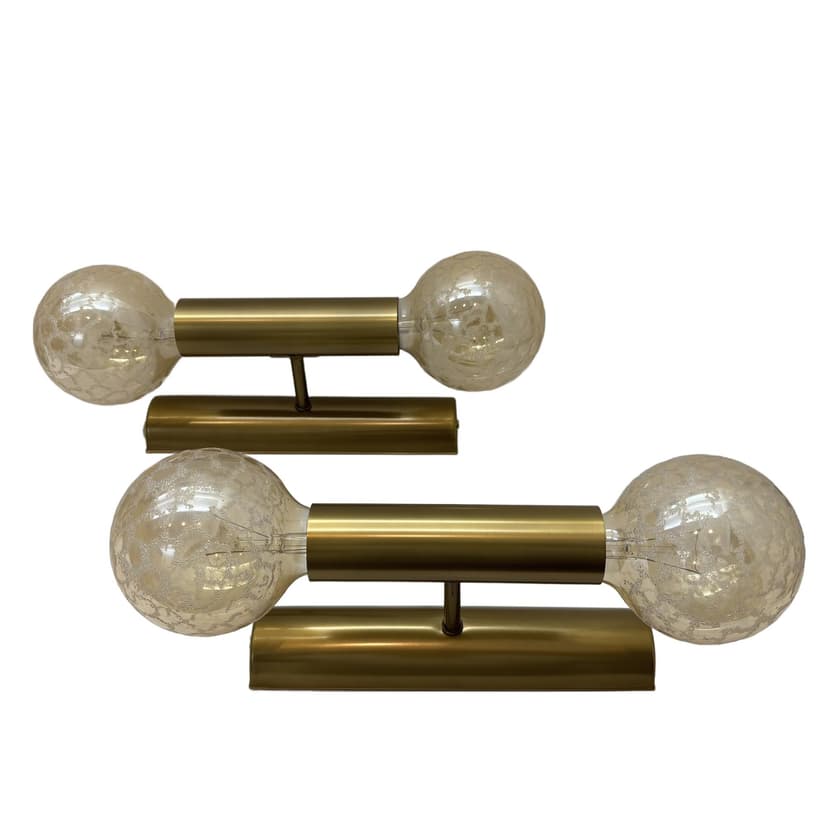 Para kinkietów, mosiądz złoty szczotkowany, Niemcy, lata 70.