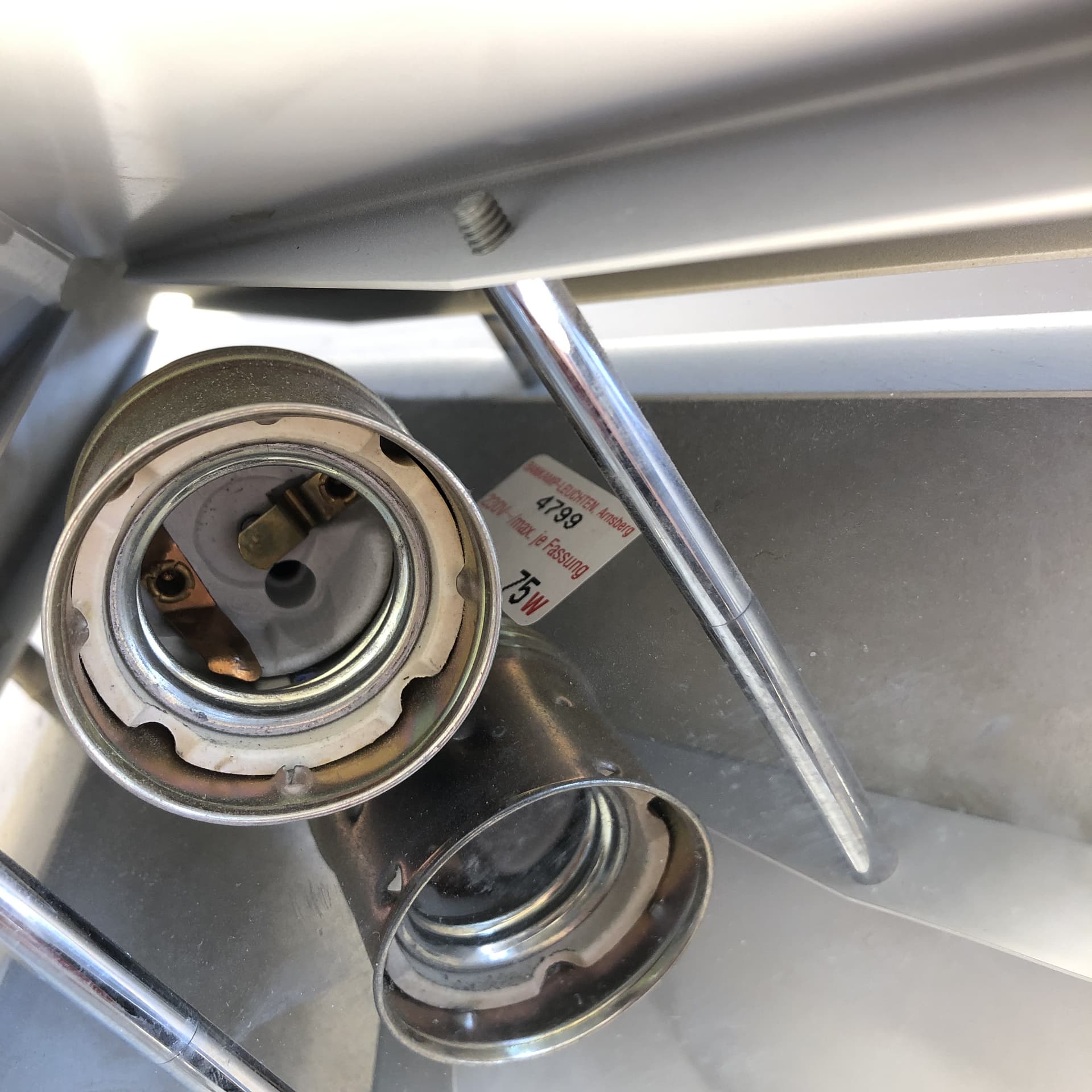 Pair of wall sconces, silver, chromed brass stainless steel, Bankamp Leuchten, Germany, 1980s. - 17749