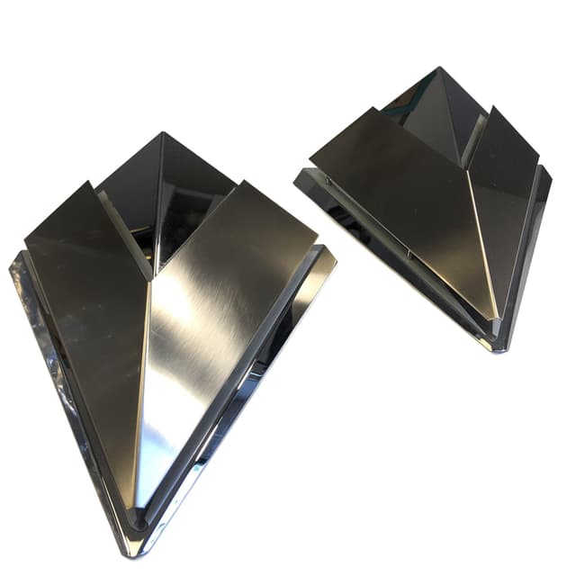 Pair of wall sconces, silver, chromed brass stainless steel, Bankamp Leuchten, Germany, 1980s. - DIMENSION