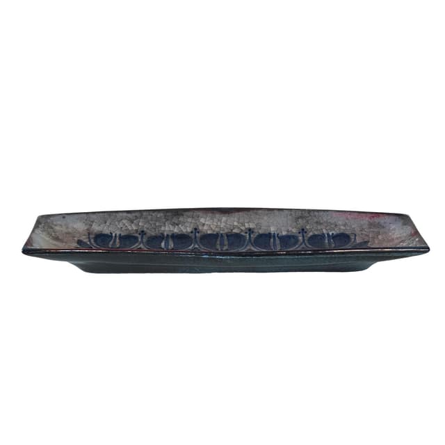 Rectangular tray, blue ceramic, by M. Starck, Michael Andersen & Søn, Denmark, 1960s. - DIMENSION