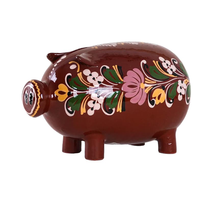 Skarbonka świnka, brąz, ceramika, Dania, lata 70.