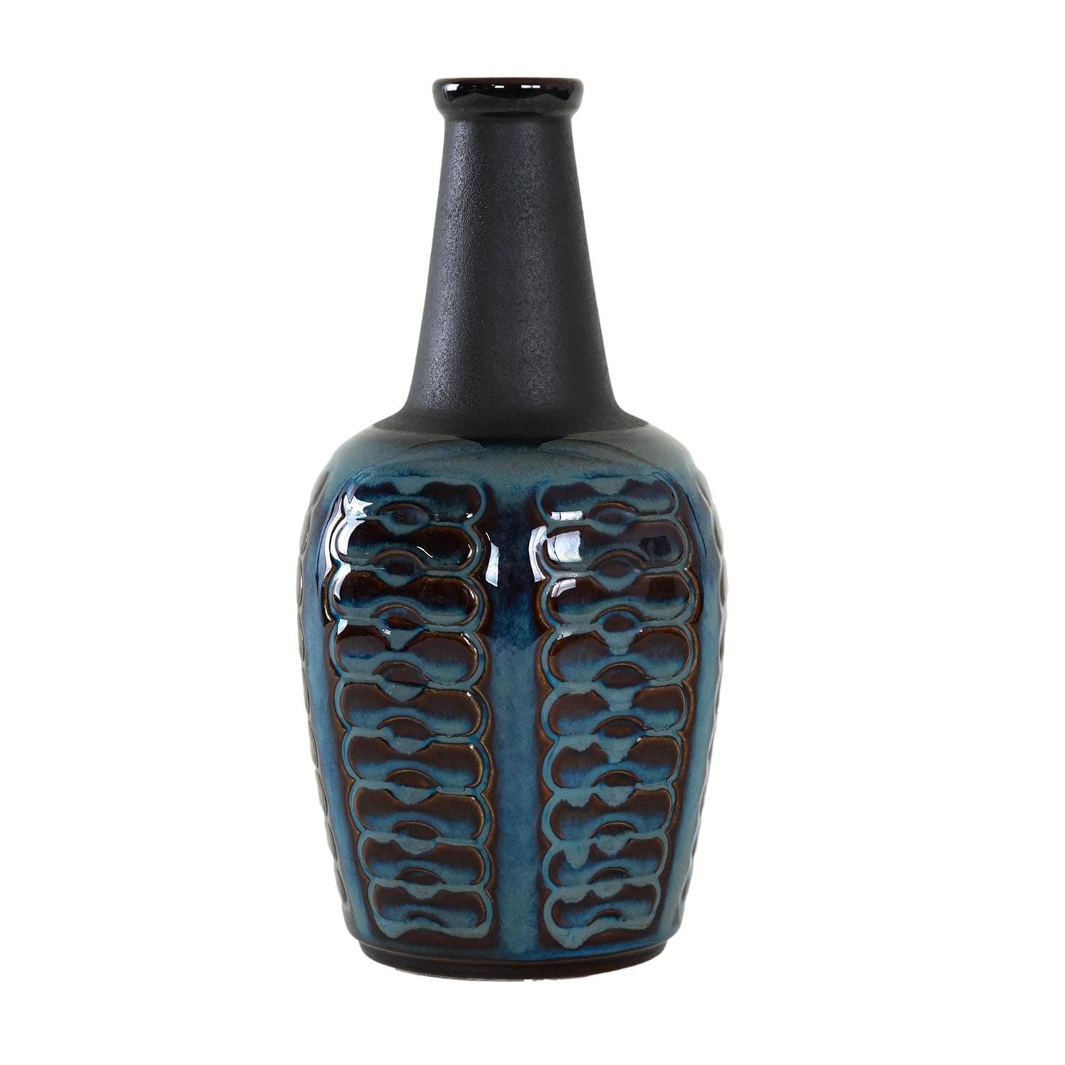 Vase, blue, stoneware, Søholm, Denmark, 1970s.