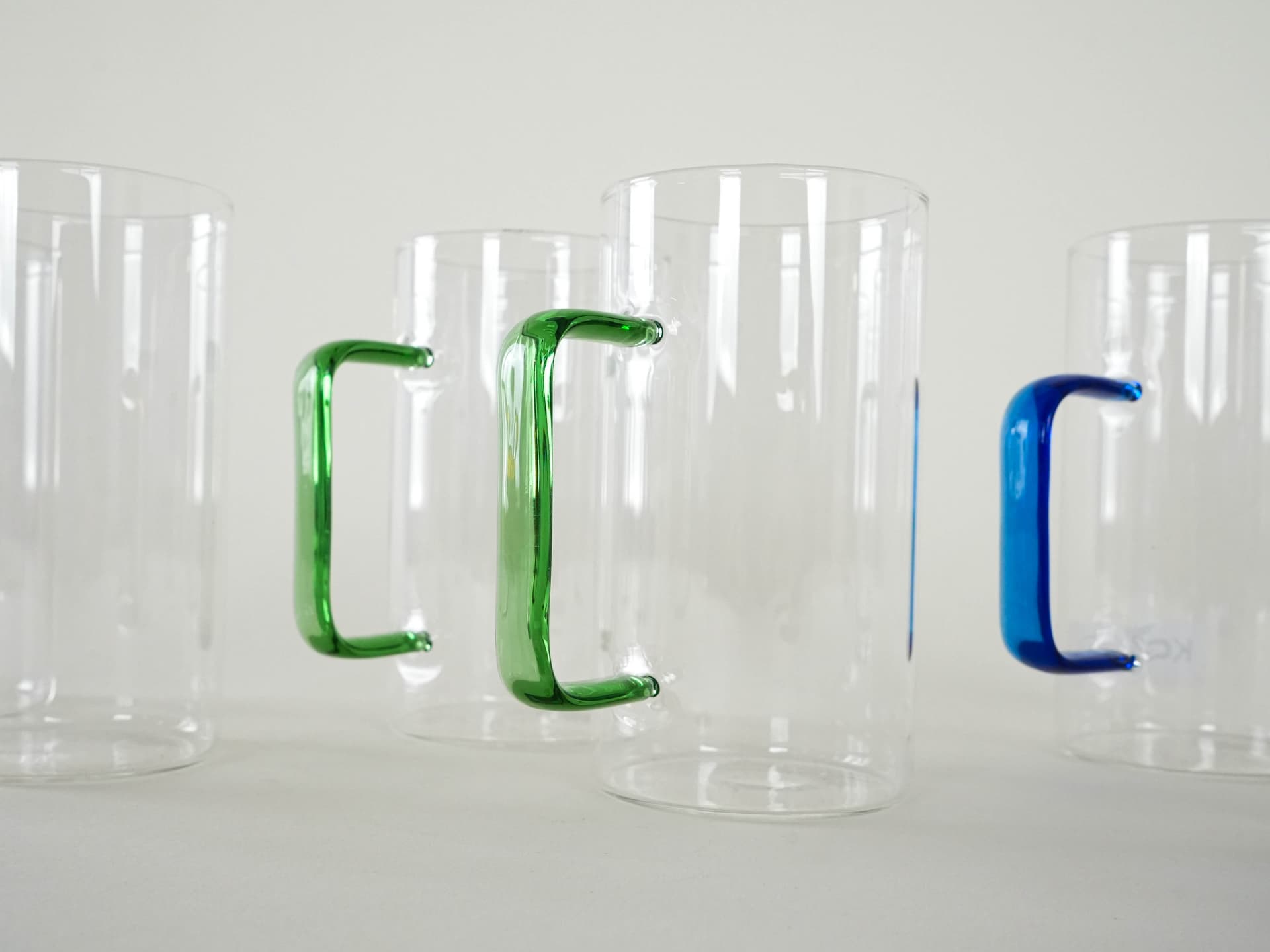 Set of six glasses, multicolor, glass, Denmark, 1970s. - 230508