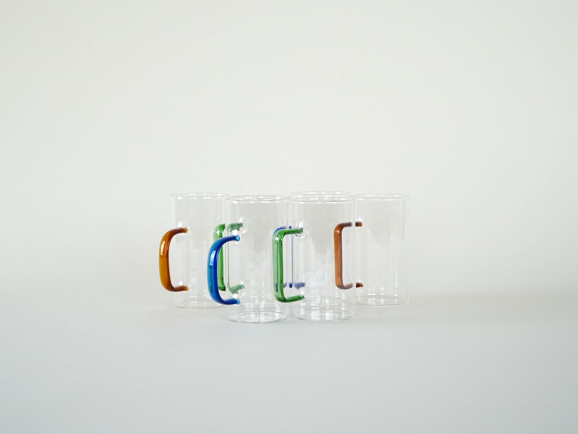 Set of six glasses, multicolor, glass, Denmark, 1970s. - 230502