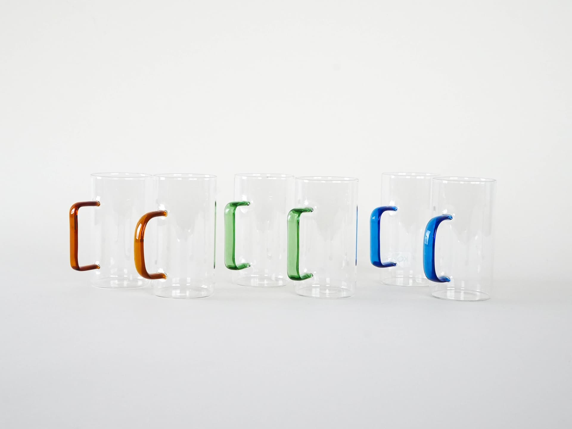 Set of six glasses, multicolor, glass, Denmark, 1970s. - 230504