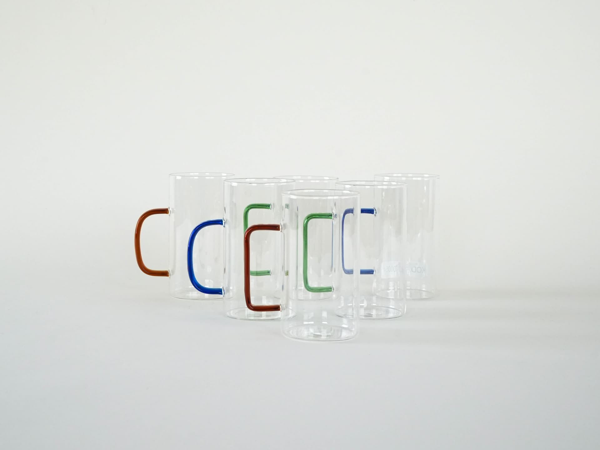 Set of six glasses, multicolor, glass, Denmark, 1970s. - 230506