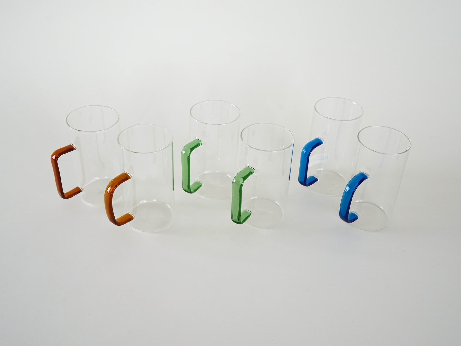 Set of six glasses, multicolor, glass, Denmark, 1970s. - 230507