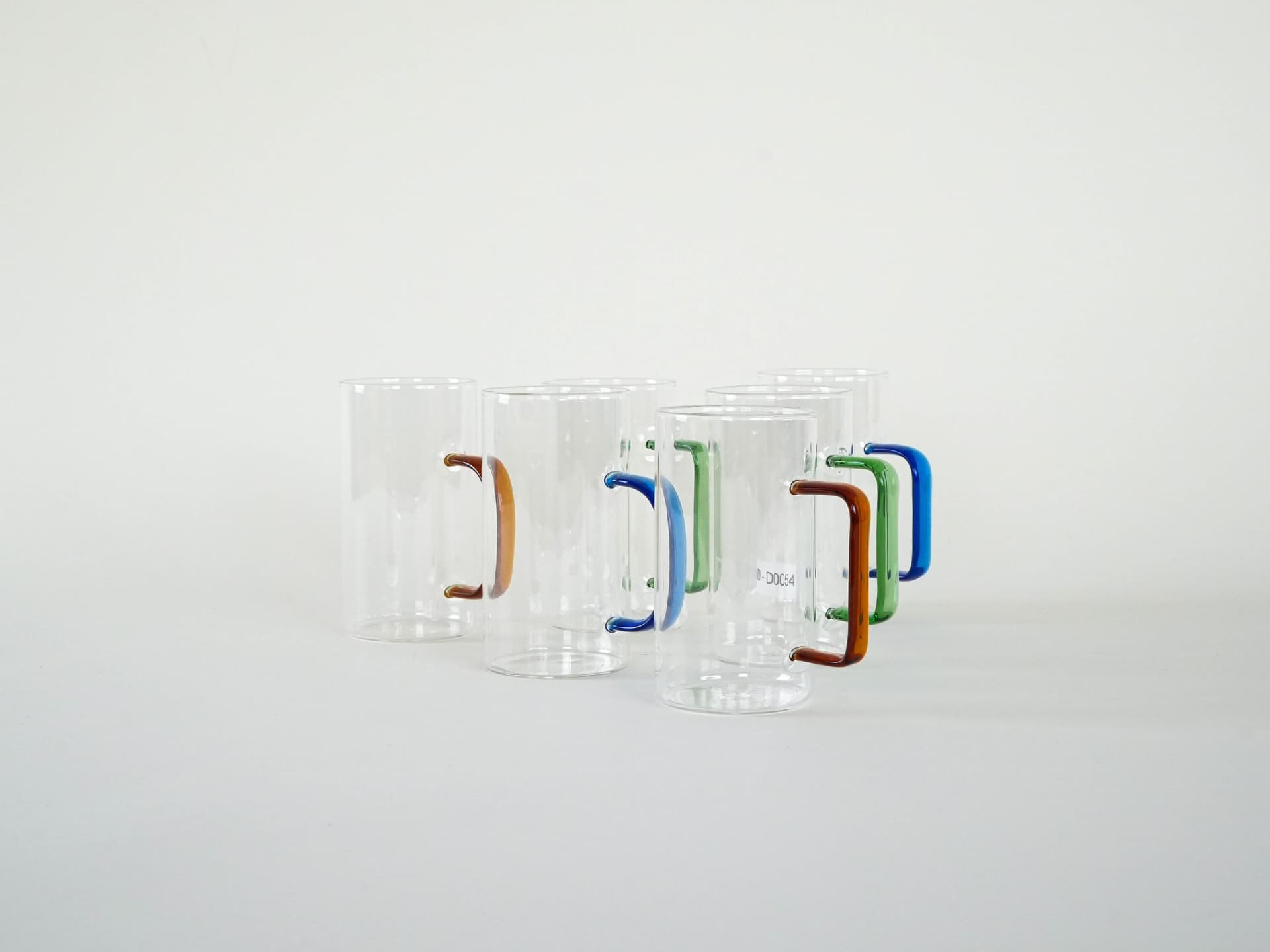 Set of six glasses, multicolor, glass, Denmark, 1970s. - 230503