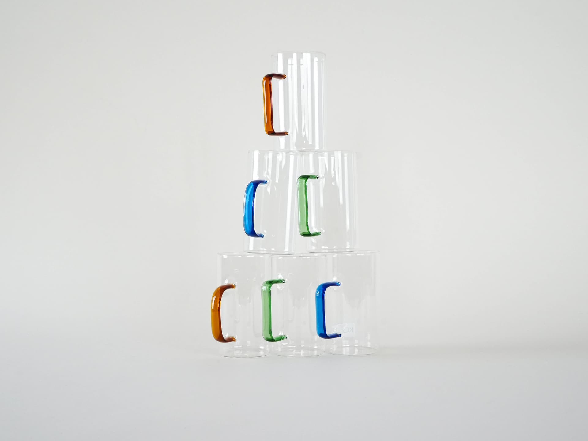 Set of six glasses, multicolor, glass, Denmark, 1970s. - 230501