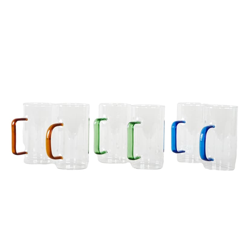 Komplet sześciu szklanek, multikolor, szkło, Dania, lata 70.