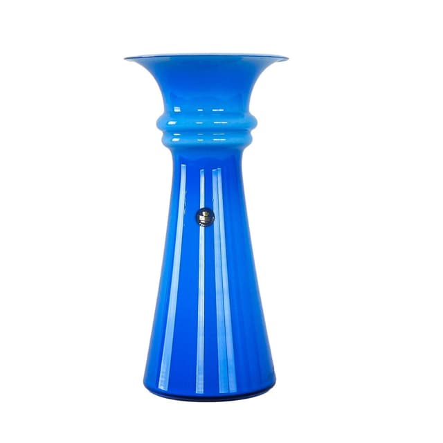 Vase, cobalt blue glass, by M. Bang, Royal Copenhagen, Denmark, 1980s. - DIMENSION