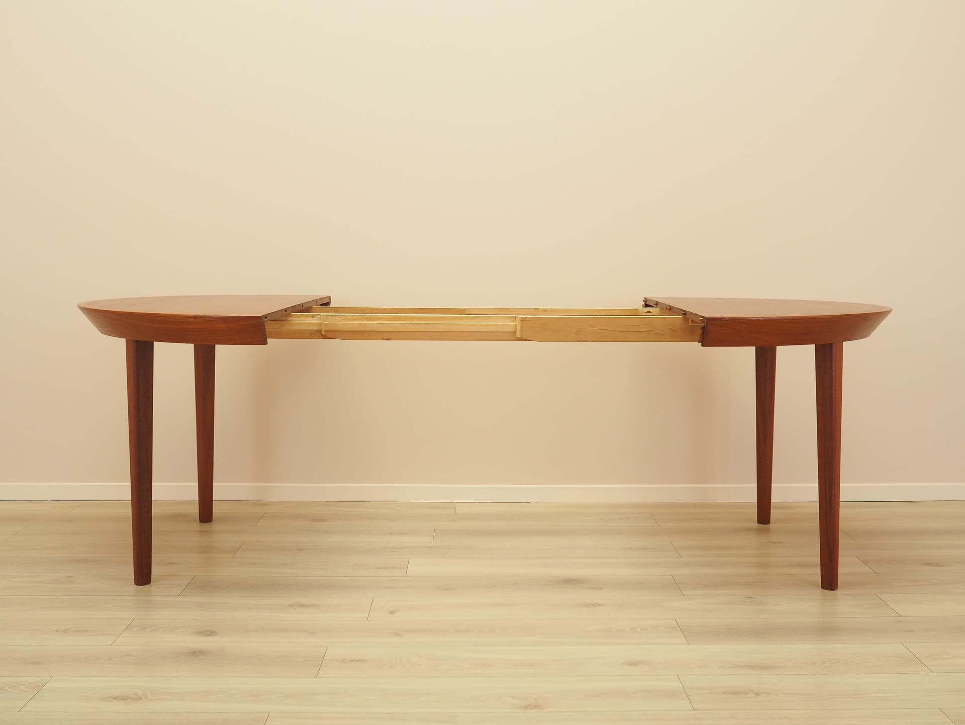 Round table, brown teak, by O. Hald, Denmark, 1960s. - 230638