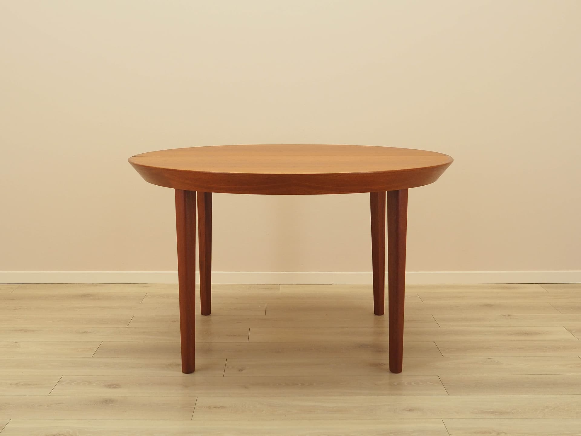Round table, brown teak, by O. Hald, Denmark, 1960s. - 230634
