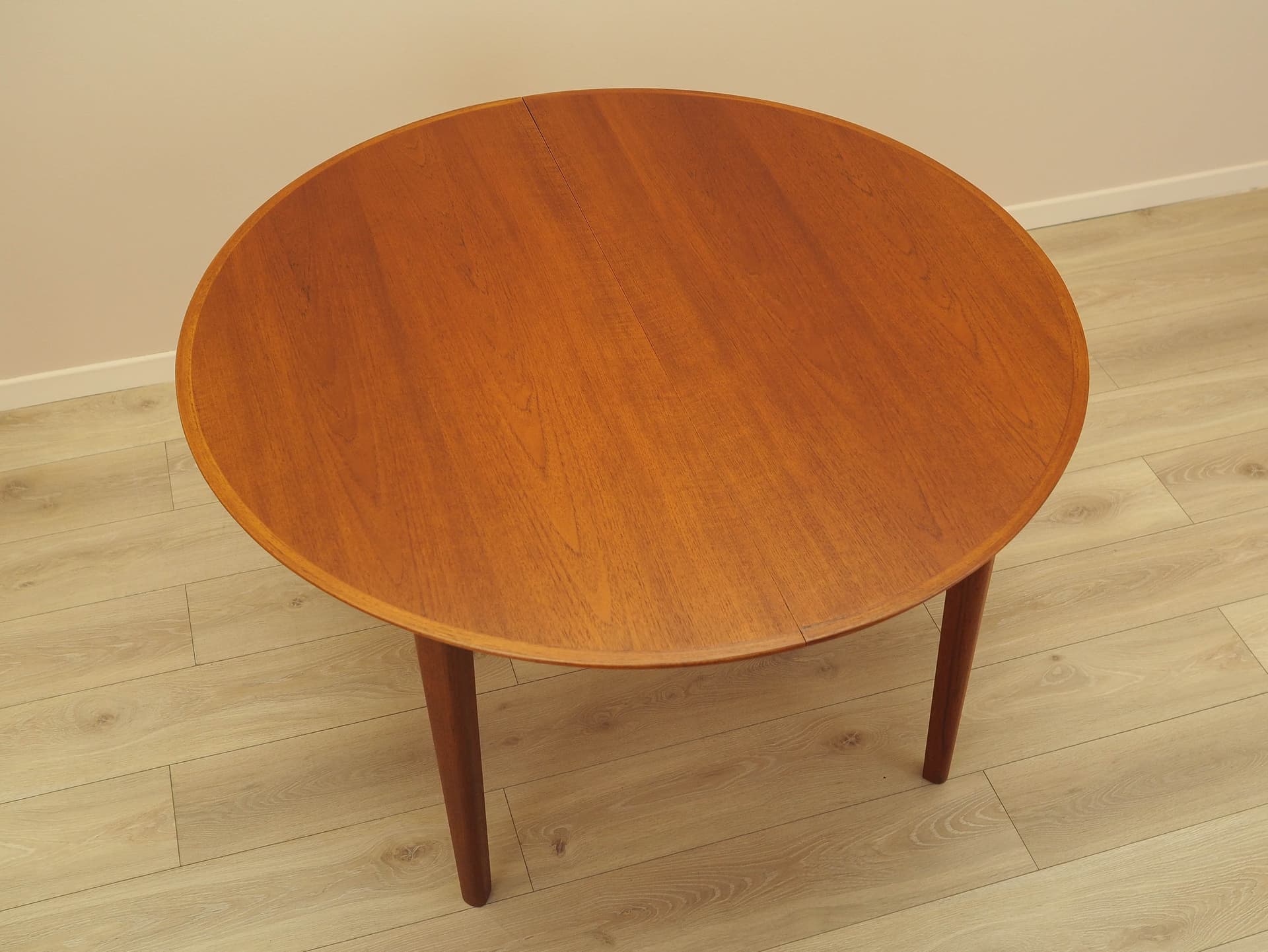 Round table, brown teak, by O. Hald, Denmark, 1960s. - 230635