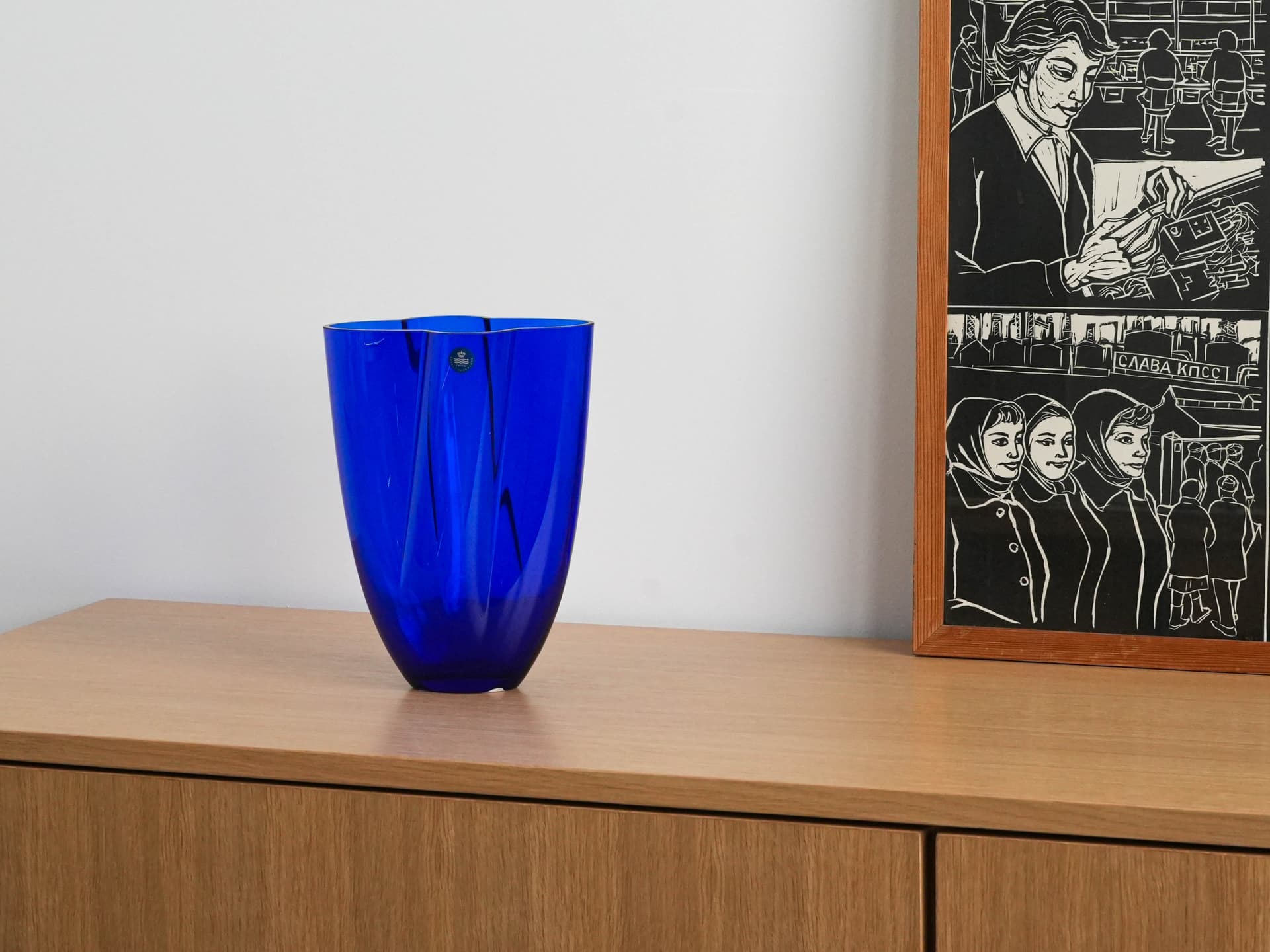 Vase, cobalt blue, crystal, Royal Copenhagen, Denmark, 1980s. - 230691
